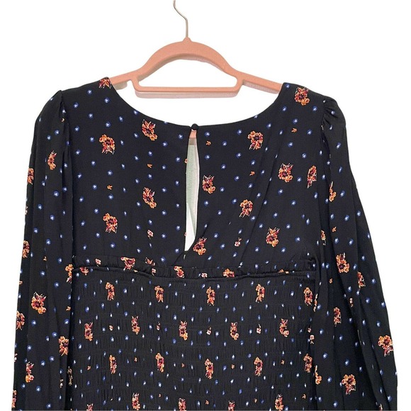 Free People Tunic Top Dress Womens Large Boho Festival Blue Long Sleeve New - Picture 6 of 10